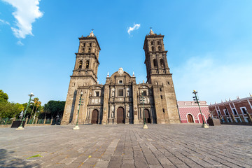 Fototapeta na wymiar Beautiful Cathedral of Puebla, Mexico
