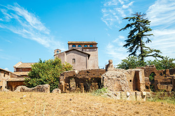Palatine hill ancient ruins in Rome, Italy