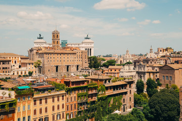 Fototapeta na wymiar Rome city view from Roman Forums, Italy