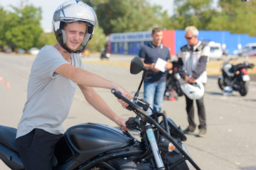 Fototapeta na wymiar young man taking motorbike license
