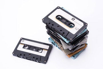 Fototapeta premium Cassette tape on white background.