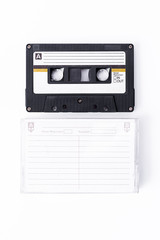Cassette tape on white background.