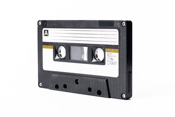 Cassette tape on white background.