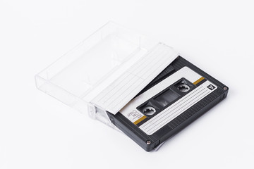 Cassette tape on white background.