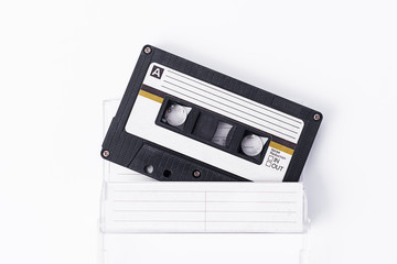 Cassette tape on white background.