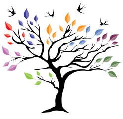 Vector Tree With Colorful Leaves