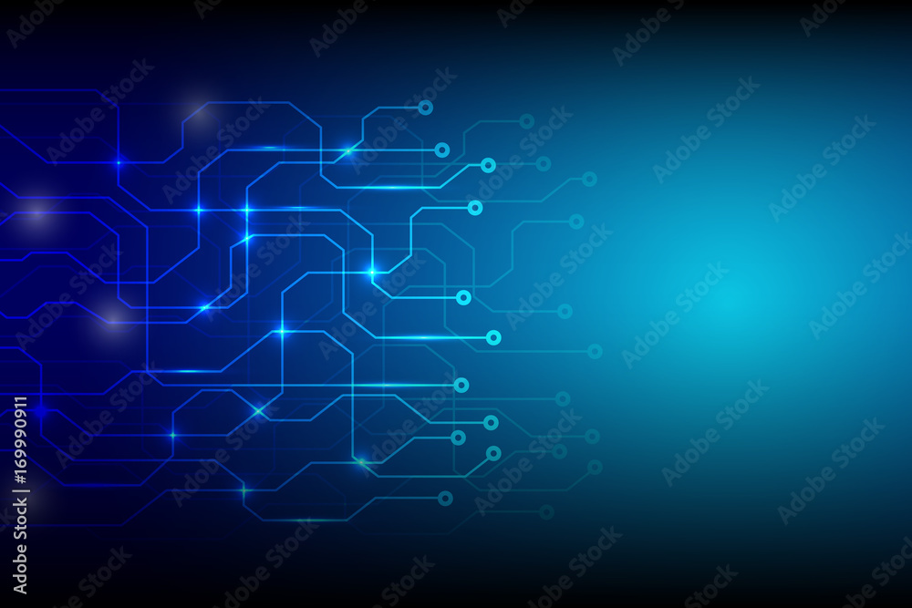 Poster Abstract Hi Tech Blue Circuit Board Pattern Innovation Idea Concept Vector Background