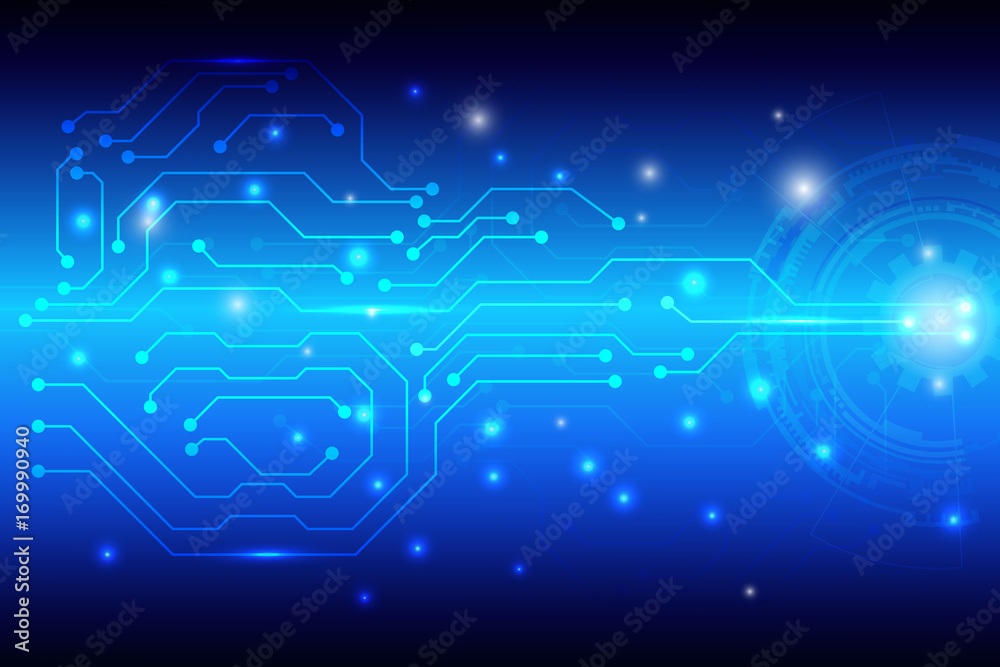 Poster Abstract Hi Tech Blue Circuit Board Pattern Innovation Idea Concept Vector Background