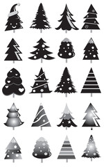 Set of Christmas trees pattern, Variety of shapes , Vector illustrations