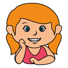 cute little girl lying relax character vector illustration design