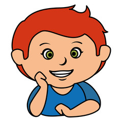 cute little boy lying character vector illustration design