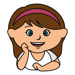 cute little girl lying relax character vector illustration design