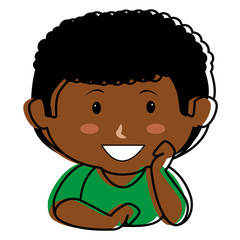 black little boy lying character vector illustration design