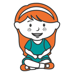 cute little girl seated character vector illustration design