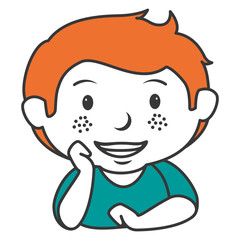 cute little boy lying character vector illustration design