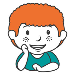 cute little boy lying character vector illustration design