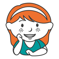 cute little girl lying relax character vector illustration design