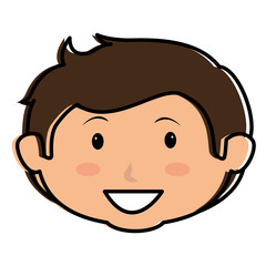 cute little boy head character vector illustration design