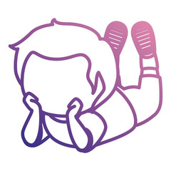 cute little boy lying character vector illustration design