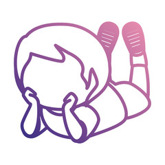 cute little boy lying character vector illustration design