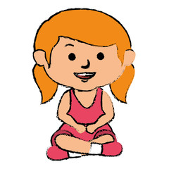 cute little girl seated character vector illustration design