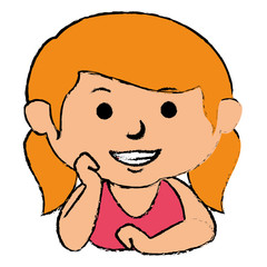 cute little girl lying relax character vector illustration design