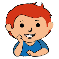cute little boy lying character vector illustration design
