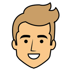 young man head avatar character vector illustration design