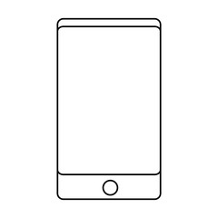 flat line uncolored smartphone over white background vector illustration