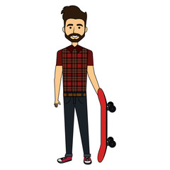 young man with skate board avatar character vector illustration design