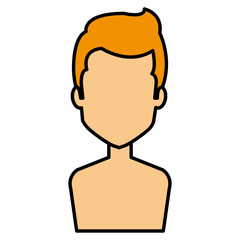 young man shirtless avatar character vector illustration design