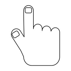 flat line uncolored hand over white background vector illustration