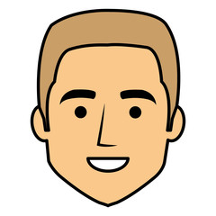 young man head avatar character vector illustration design