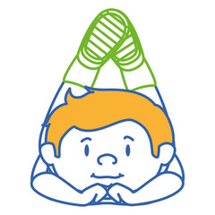 cute little boy lying character vector illustration design