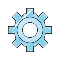 flat line monocromatic gear over white background vector illustration