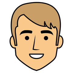 young man head avatar character vector illustration design