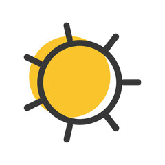 flat line monocromatic  sun  over white background vector illustration