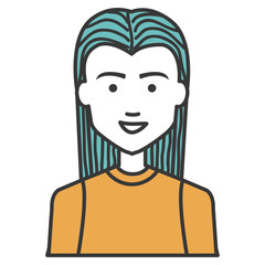 young man head with long hair avatar character vector illustration design