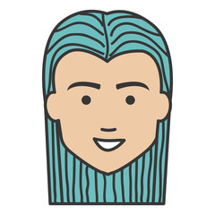 young man with hair long avatar character vector illustration design