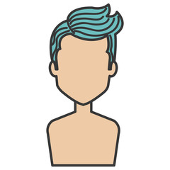 young man shirtless avatar character vector illustration design