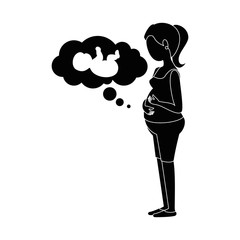 woman pregnant with baby in dream bubble vector illustration design