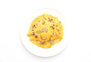 Creamy Omelet with Mushroom on Rice