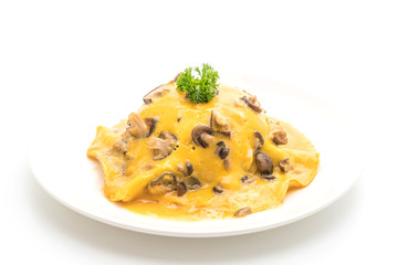 Creamy Omelet with Mushroom on Rice