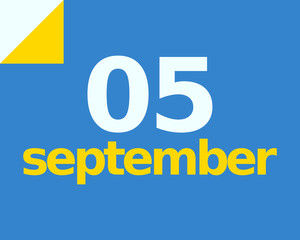 5 September Flat Calendar Day of Month Number in Blue Yellow Paper Note