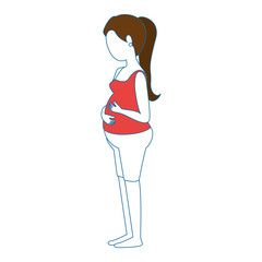 woman pregnant avatar character vector illustration design