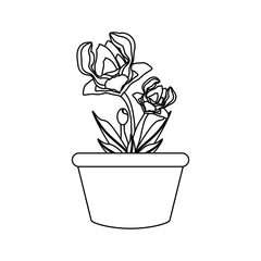 uncolored, flower plant over  white background vector illustration