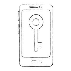 smartphone device with key vector illustration design