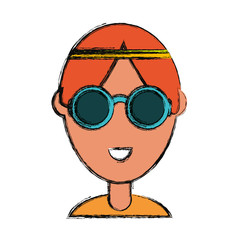 colorful   hippie man over  white background vector illustration