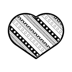 heart in ethnic style icon over white background vector illustration