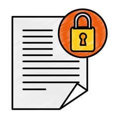 document paper with padlock vector illustration design